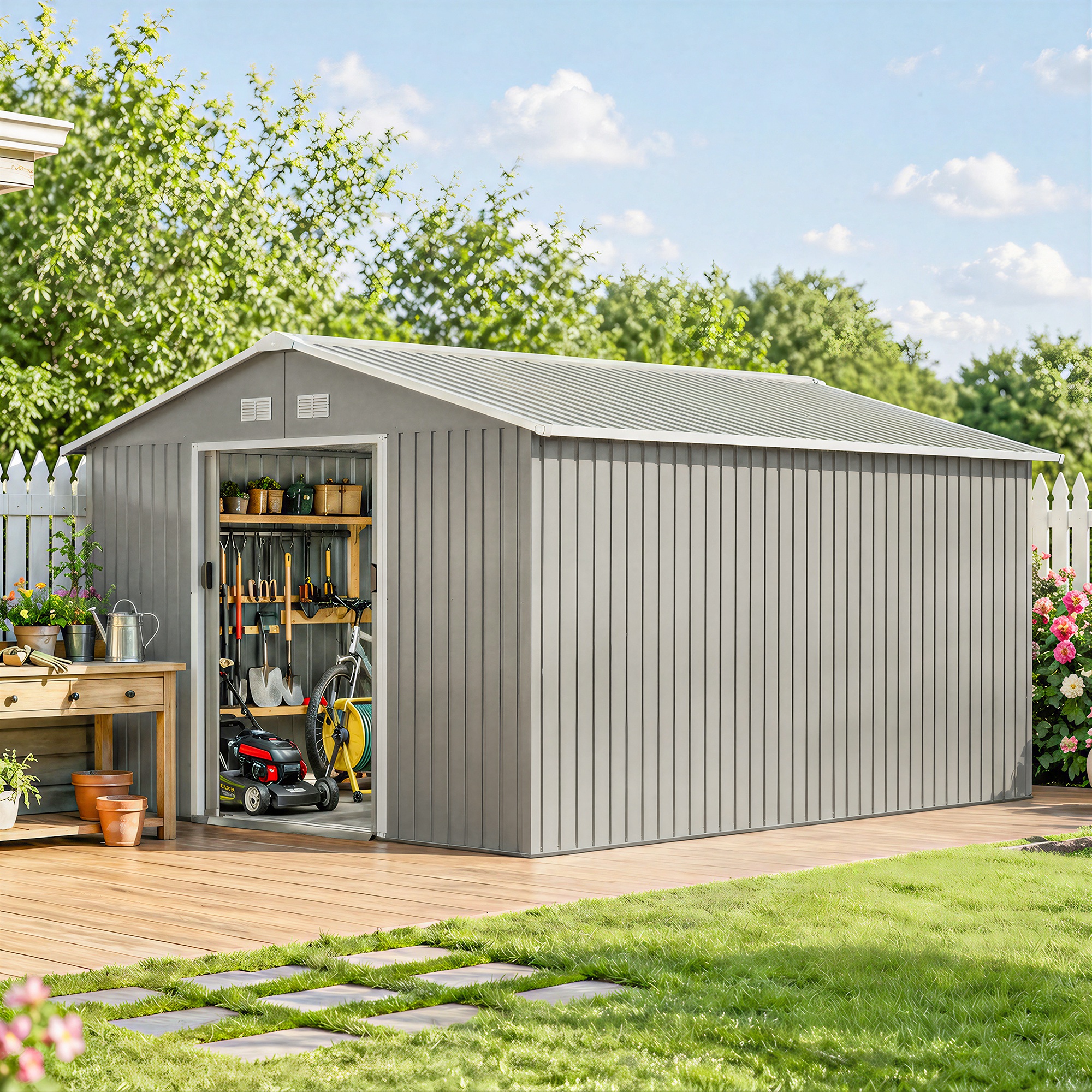 Gardening Tools - 13' X 11' Steel Outdoor Utility