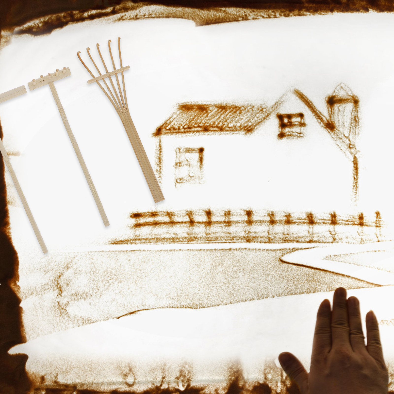 Zen Gardening Tools - 4Pcs Sand Painting Rakes Premium Bamboo
