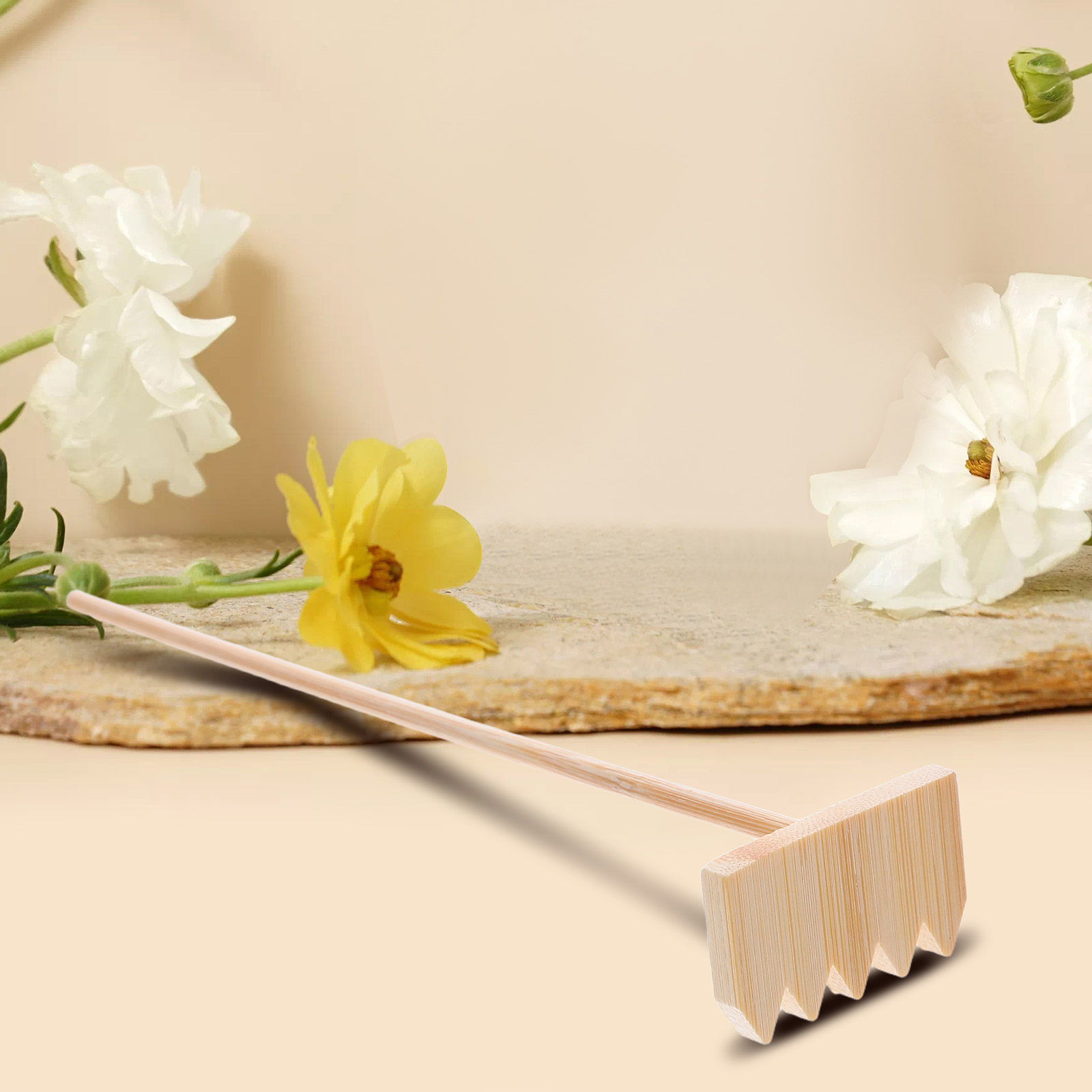 Zen Gardening Tools - 3Pcs Small Bamboo Sand Rake Set