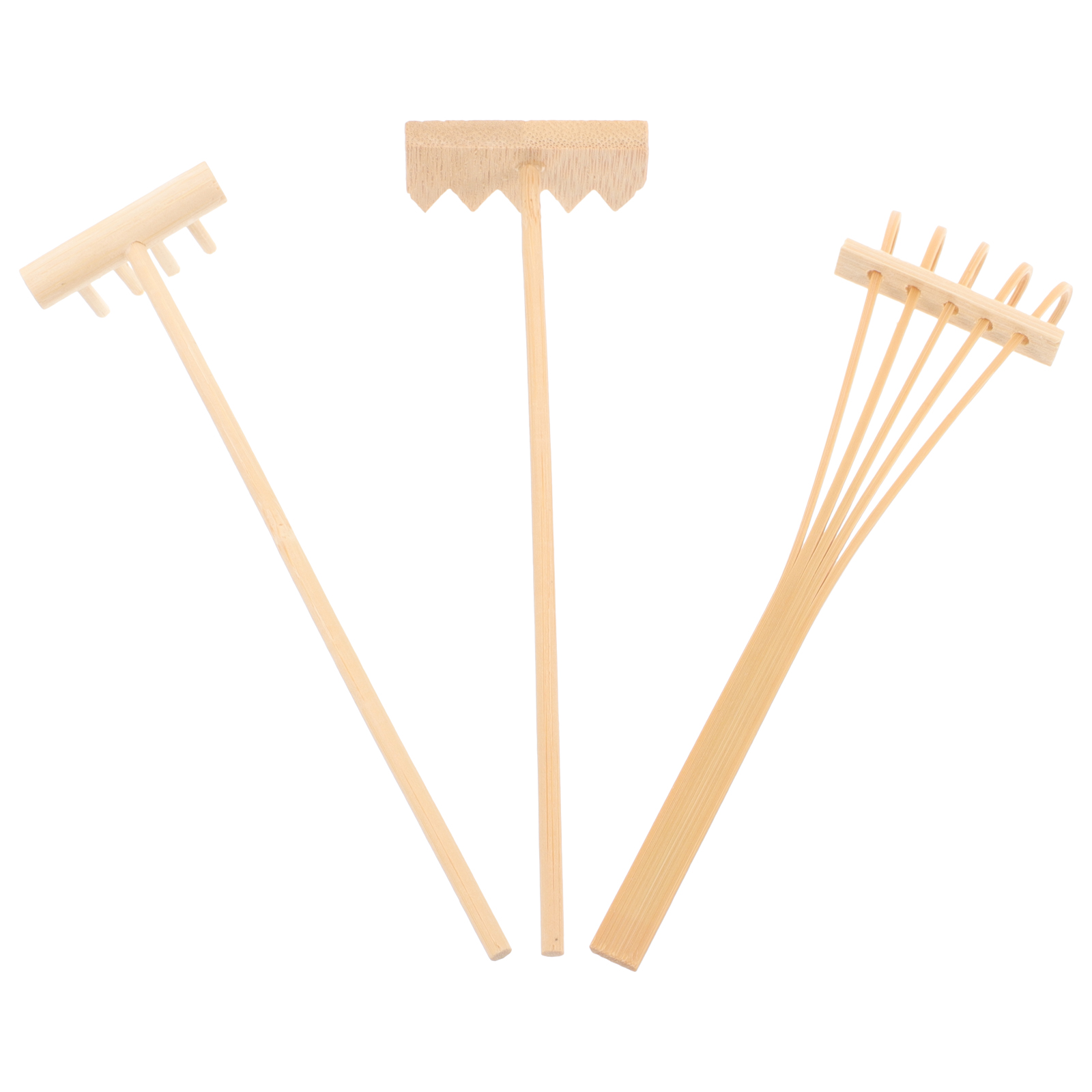 Zen Gardening Tools - 3 Pcs Mini Bamboo Rake Zen