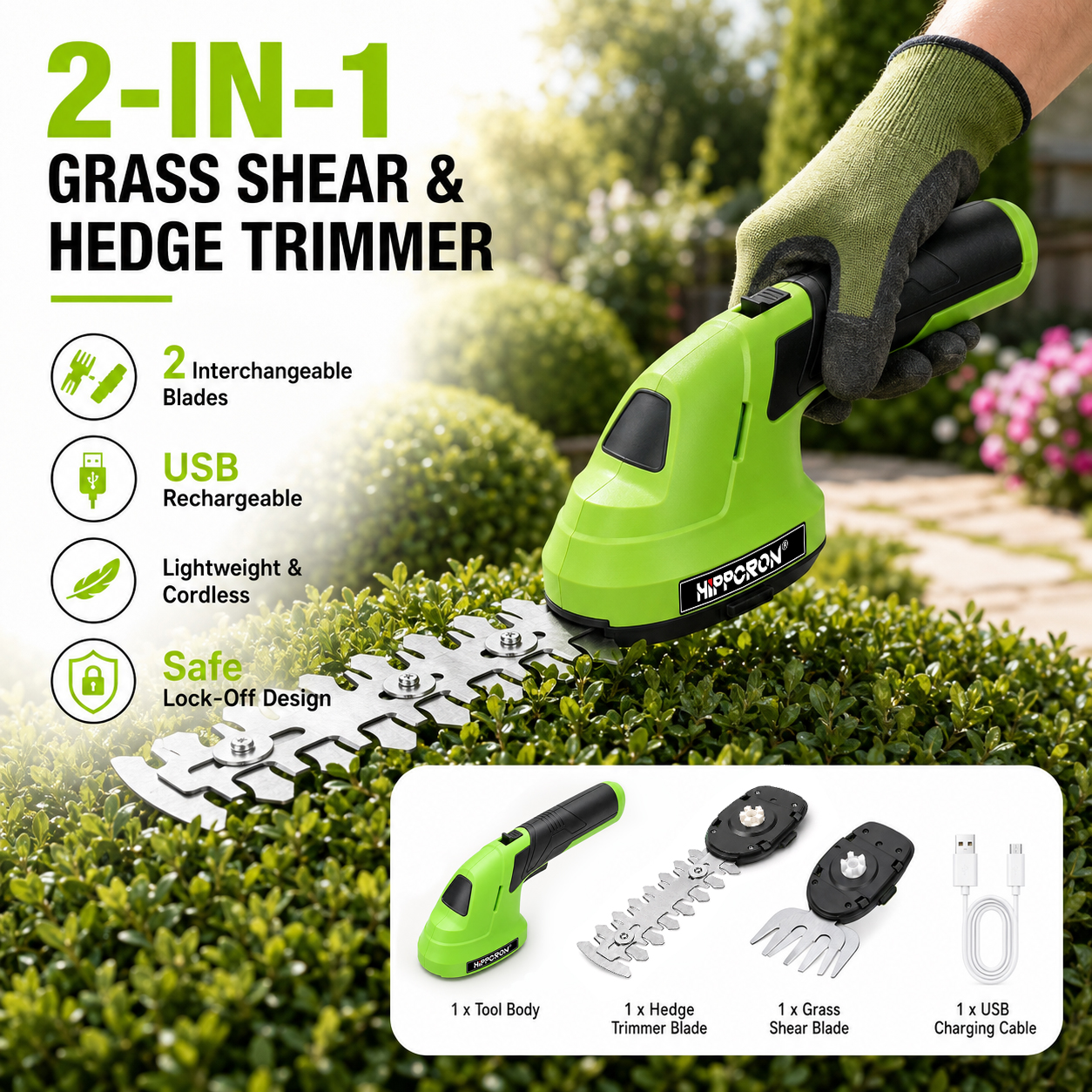 Gardening Tools Edger - Hippcron 2 in 1 Electric Hedge