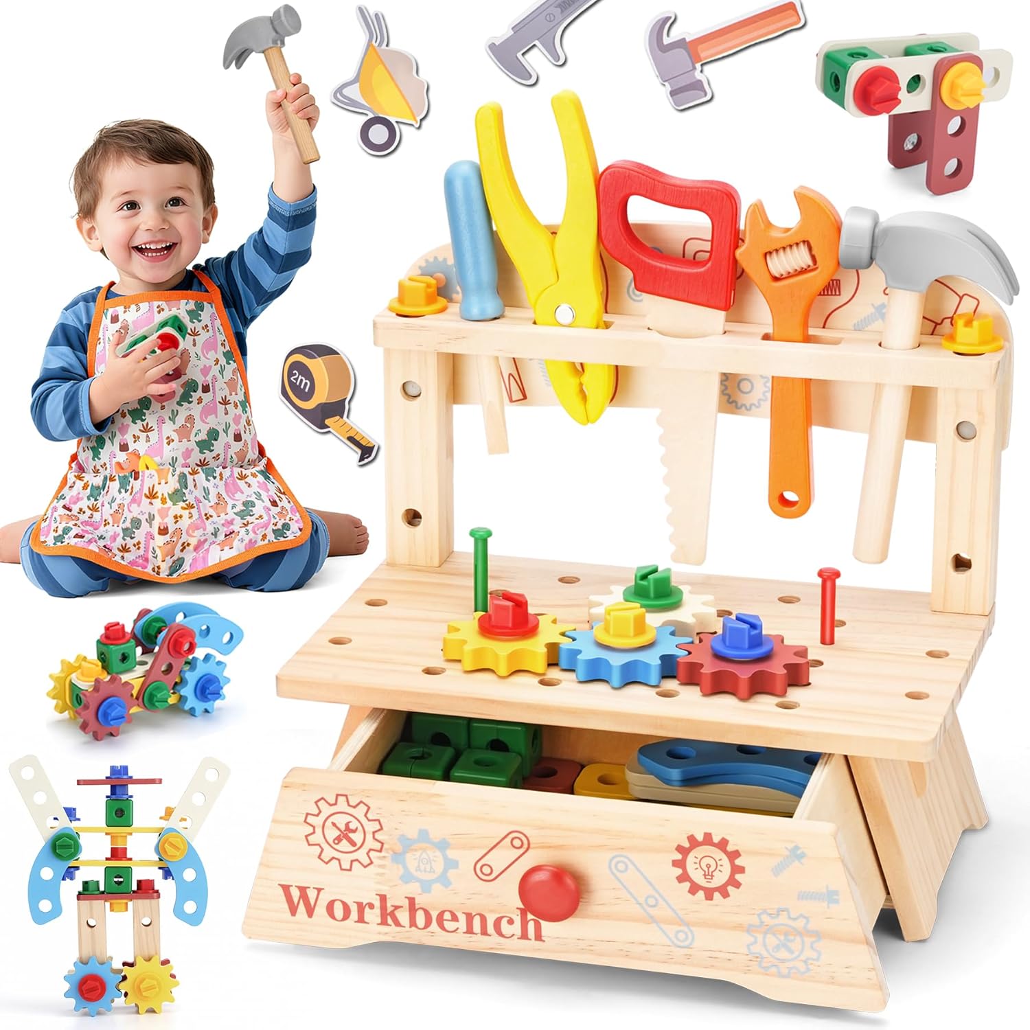 Wooden Tool Bench for Kids,Mon - Gardening Tools Toddler incelemesi ve fiyatı