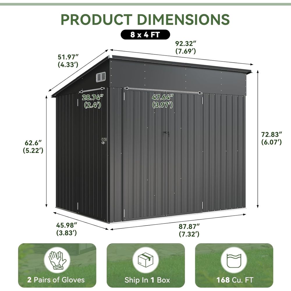 7.5'x4' Triple Door Shed Outdo - Gardening Tools incelemesi ve fiyatı