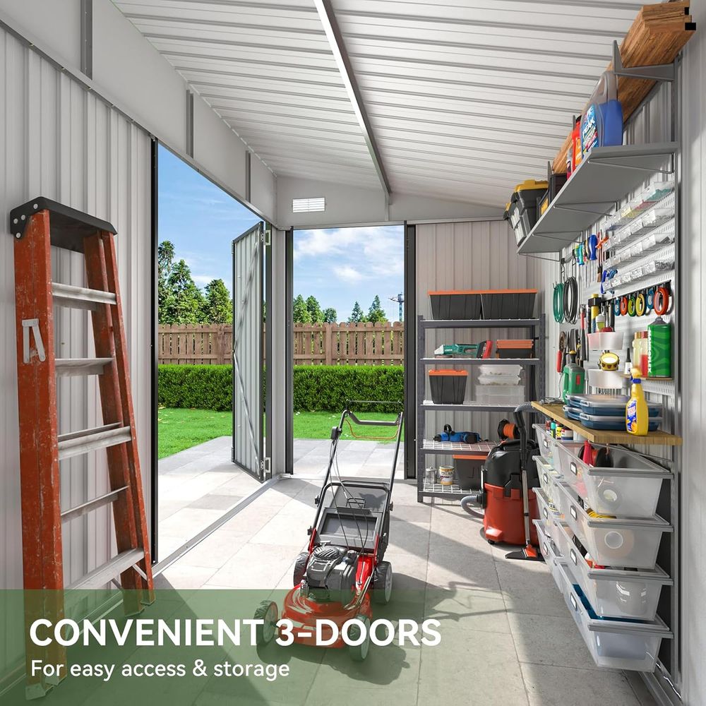 7.5'x4' Triple Door Shed Outdo - Gardening Tools incelemesi ve fiyatı