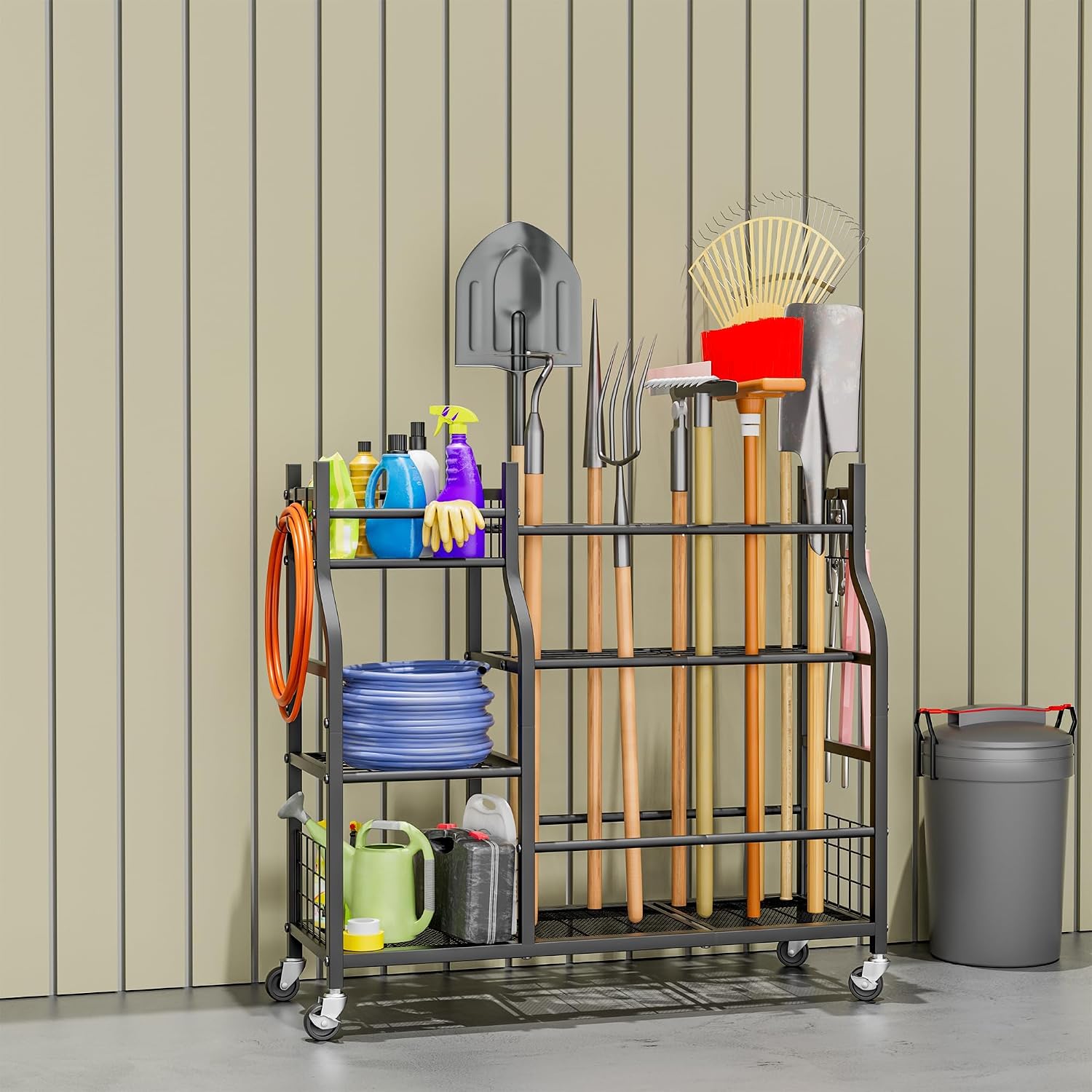 Garden Tool Organizer with Whe - Gardening Tools Shovel incelemesi ve fiyatı